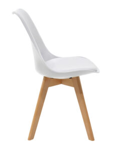 Καρέκλα Gaston pakoworld PP-PU λευκό-φυσικό πόδι 43x51x75εκ – 029-000048