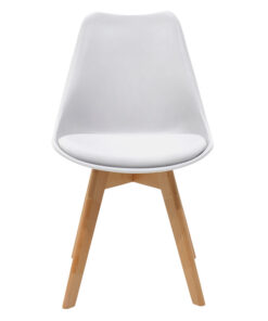 Καρέκλα Gaston pakoworld PP-PU λευκό-φυσικό πόδι 43x51x75εκ – 029-000048