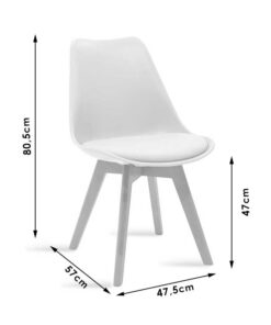 Καρέκλα Gaston pakoworld PP-PU λευκό-φυσικό πόδι 43x51x75εκ – 029-000048