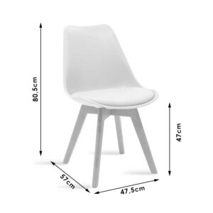 Καρέκλα Gaston pakoworld PP-PU λευκό-φυσικό πόδι 43x51x75εκ – 029-000048