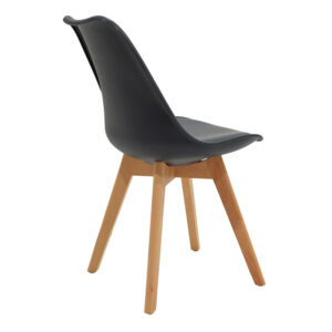 Καρέκλα Gaston pakoworld PP-PU μαύρο-φυσικό πόδι 43x51x75 εκ – 029-000051