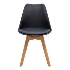 Καρέκλα Gaston pakoworld PP-PU μαύρο-φυσικό πόδι 43x51x75 εκ – 029-000051