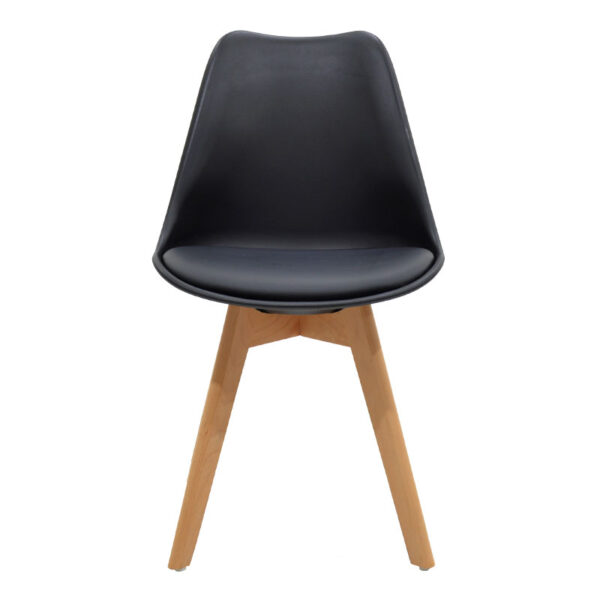 Καρέκλα Gaston pakoworld PP-PU μαύρο-φυσικό πόδι 43x51x75 εκ – 029-000051