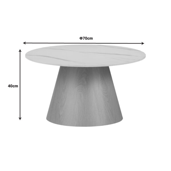 Τραπέζι σαλονιού Soleire Inart λευκό μαρμάρου sintered stone Φ70×40εκ – 029-000265