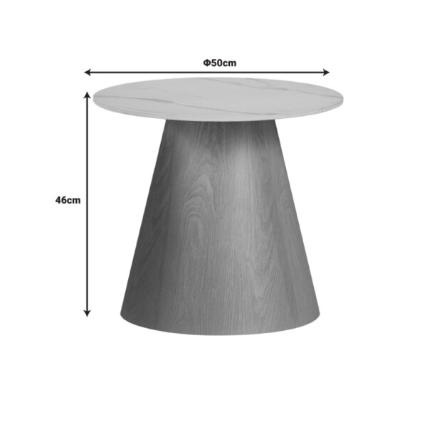 Βοηθητικό τραπέζι Soleire Inart λευκό μαρμάρου sintered stone Φ50×46εκ – 029-000266