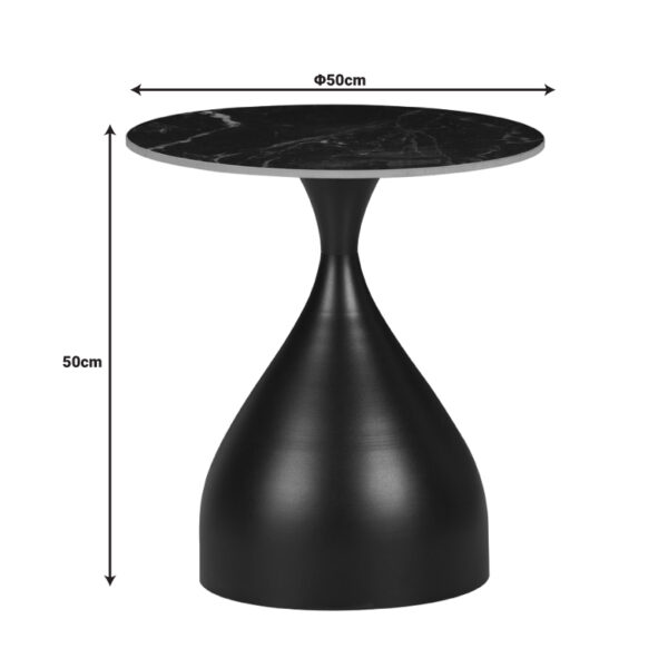 Βοηθητικό τραπέζι Kirkene Inart sintered stone σε απόχρωση λευκό μαρμάρου με λευκό μέταλλο Φ50×50εκ – 029-000277