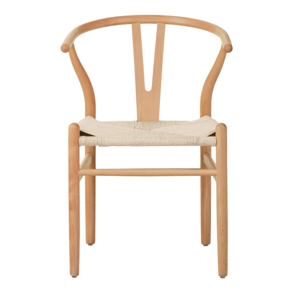 Καρέκλα Wishbone pakoworld rubberwood-σχοινί σε φυσική απόχρωση 60x51x80εκ – 029-000285