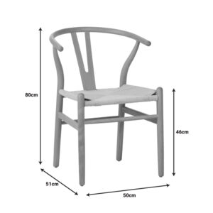 Καρέκλα Wishbone pakoworld rubberwood-σχοινί σε φυσική απόχρωση 60x51x80εκ – 029-000285