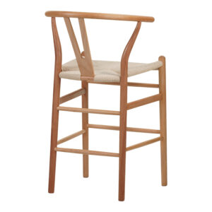 Σκαμπό μπαρ Wishbone pakoworld rubberwood-σχοινί σε φυσική απόχρωση 55x49x96εκ – 029-000286