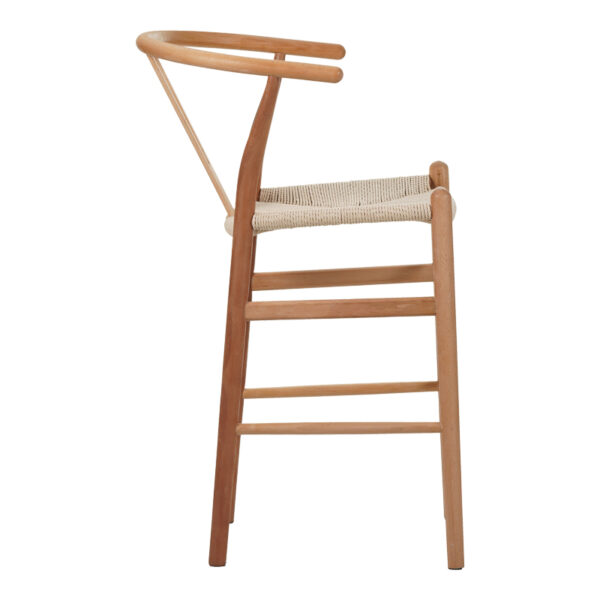 Σκαμπό μπαρ Wishbone pakoworld rubberwood-σχοινί σε φυσική απόχρωση 55x49x96εκ – 029-000286