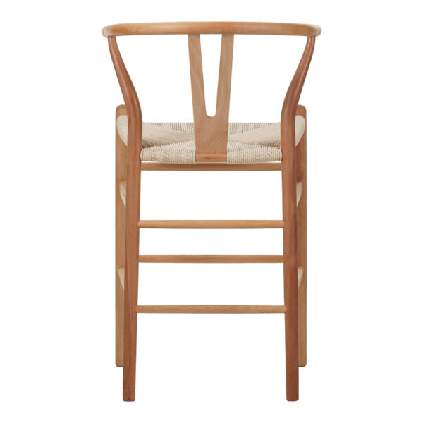Σκαμπό μπαρ Wishbone pakoworld rubberwood-σχοινί σε φυσική απόχρωση 55x49x96εκ – 029-000286