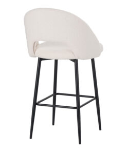 Σκαμπο μπαρ Masebo pakoworld μπουκλέ ύφασμα σε λευκή απόχρωση με μαύρα μεταλλικά πόδια 48x52x97εκ – 029-000302