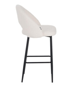 Σκαμπο μπαρ Masebo pakoworld μπουκλέ ύφασμα σε λευκή απόχρωση με μαύρα μεταλλικά πόδια 48x52x97εκ – 029-000302