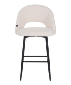 Σκαμπο μπαρ Masebo pakoworld μπουκλέ ύφασμα σε λευκή απόχρωση με μαύρα μεταλλικά πόδια 48x52x97εκ – 029-000302