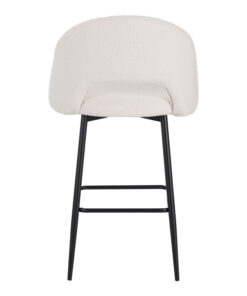 Σκαμπο μπαρ Masebo pakoworld μπουκλέ ύφασμα σε λευκή απόχρωση με μαύρα μεταλλικά πόδια 48x52x97εκ – 029-000302