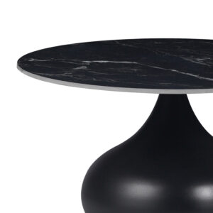Βοηθητικά τραπέζια Kirkene Inart sintered stone σε απόχρωση μαύρο μαρμάρου με μαύρο μέταλλο 2τεμ – 029-000318