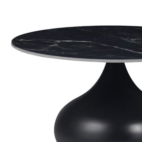 Βοηθητικά τραπέζια Kirkene Inart sintered stone σε απόχρωση μαύρο μαρμάρου με μαύρο μέταλλο 2τεμ – 029-000318