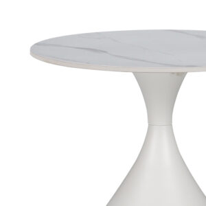 Βοηθητικά τραπέζια Kirkene Inart sintered stone σε απόχρωση λευκό μαρμάρου με λευκό μέταλλο 2τεμ – 029-000319