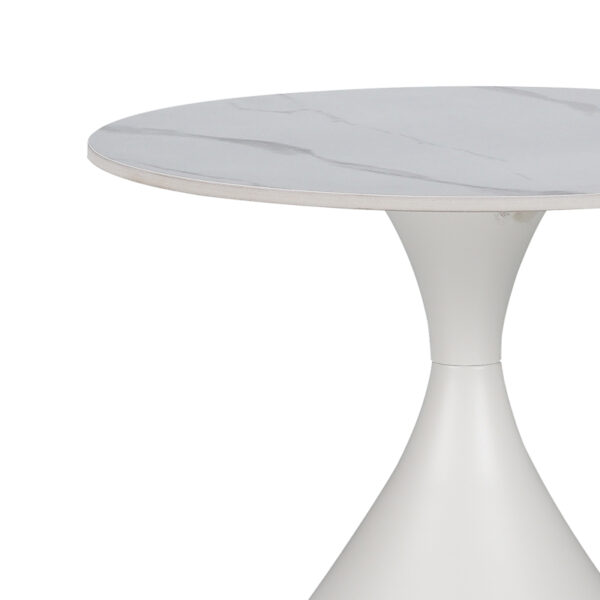 Βοηθητικά τραπέζια Kirkene Inart sintered stone σε απόχρωση λευκό μαρμάρου με λευκό μέταλλο 2τεμ – 029-000319