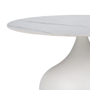 Βοηθητικά τραπέζια Kirkene Inart sintered stone σε απόχρωση λευκό μαρμάρου με λευκό μέταλλο 2τεμ – 029-000319