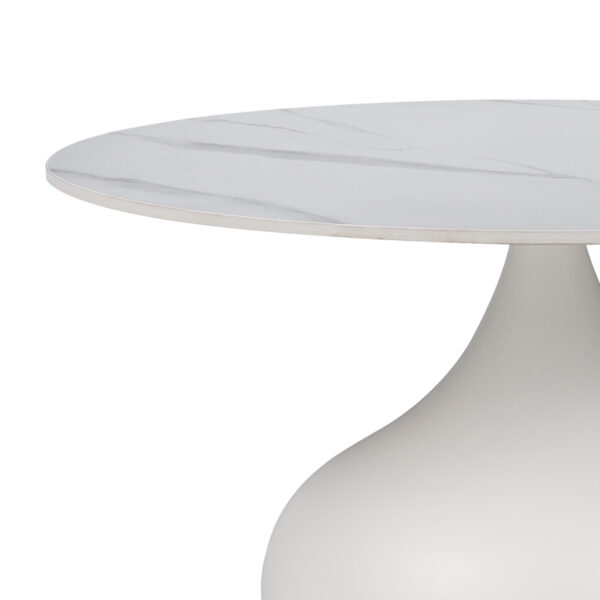Βοηθητικά τραπέζια Kirkene Inart sintered stone σε απόχρωση λευκό μαρμάρου με λευκό μέταλλο 2τεμ – 029-000319