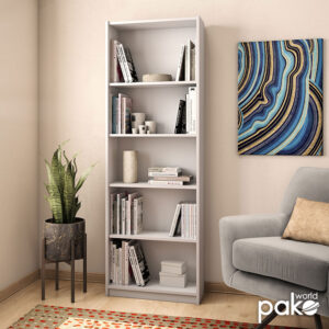 Βιβλιοθήκη Max pakoworld σε λευκό χρώμα 58x23x170εκ – 039-000015