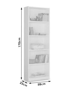 Βιβλιοθήκη Max pakoworld σε λευκό χρώμα 58x23x170εκ – 039-000015
