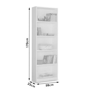 Βιβλιοθήκη Max pakoworld σε λευκό χρώμα 58x23x170εκ – 039-000015