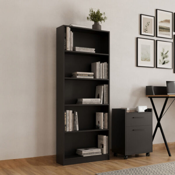Βιβλιοθήκη Max pakoworld σε ανθρακί απόχρωση 58x23x170εκ – 039-000202