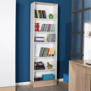 Βιβλιοθήκη Bator pakoworld σε λευκό- oak χρώμα 60x26x197εκ – 039-000204