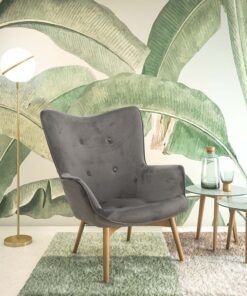 Πολυθρόνα Kido pakoworld βελούδο χρώμα ασημί-γκρι – 046-000008