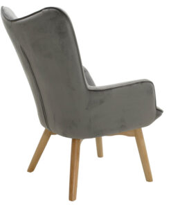 Πολυθρόνα Kido pakoworld βελούδο χρώμα ασημί-γκρι – 046-000008