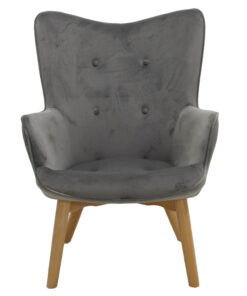 Πολυθρόνα Kido pakoworld βελούδο χρώμα ασημί-γκρι – 046-000008