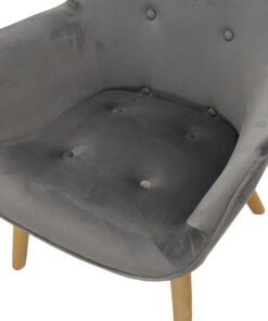 Πολυθρόνα Kido pakoworld βελούδο χρώμα ασημί-γκρι – 046-000008