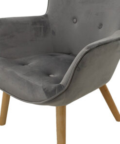 Πολυθρόνα Kido pakoworld βελούδο χρώμα ασημί-γκρι – 046-000008