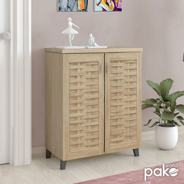 Παπουτσοθήκη-ντουλάπι MANTAM pakoworld 12 ζεύγων χρώμα sonoma 78x40x92εκ – 049-000001