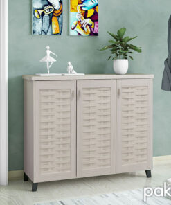 Παπουτσοθήκη-ντουλάπι MANTAM pakoworld 16 ζεύγων χρώμα λευκό-γκρι 115,5x40x92εκ – 049-000005