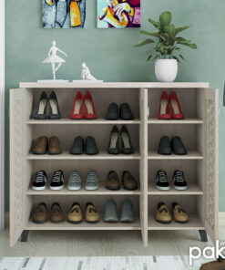 Παπουτσοθήκη-ντουλάπι MANTAM pakoworld 16 ζεύγων χρώμα λευκό-γκρι 115,5x40x92εκ – 049-000005