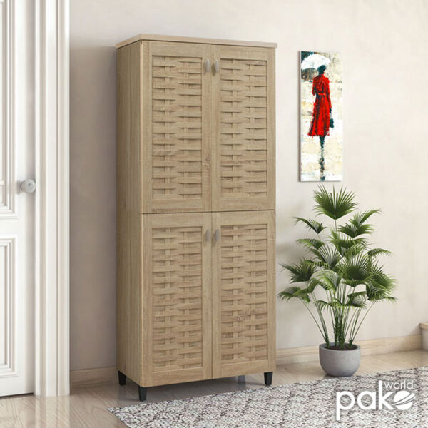 Παπουτσοθήκη-ντουλάπα MANTAM pakoworld 24 ζεύγων χρώμα sonoma 78x40x170,5εκ – 049-000007