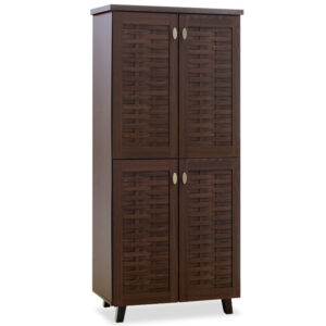 Shoe storage cabinet MANTAM pakoworld with 4 doors for 24 pairs of shoes in walnut color 78x40x170,5cm 049-000009