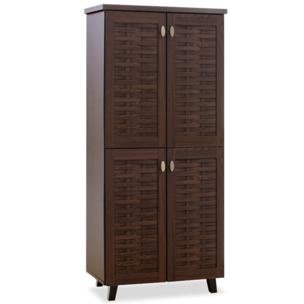 Shoe storage cabinet MANTAM pakoworld with 4 doors for 24 pairs of shoes in walnut color 78x40x170,5cm 049-000009