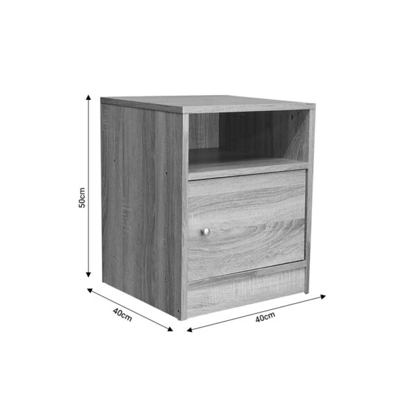 Κομοδίνο Foly pakoworld με ένα ντουλάπι sonoma 40x40x50εκ – 049-000069