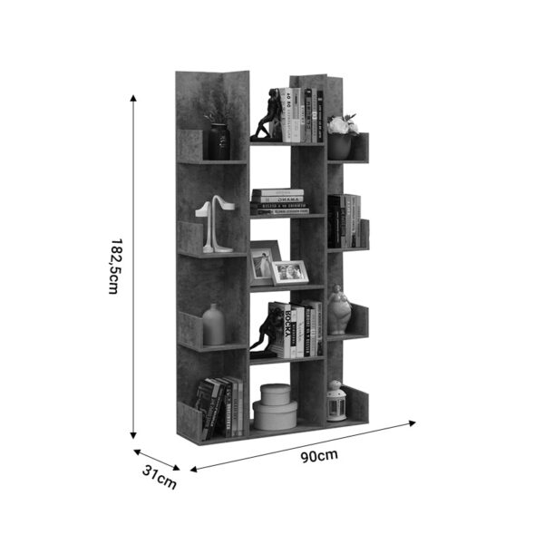 Βιβλιοθήκη Charles pakoworld μελαμίνης γκρι oak 90x31x182.5εκ – 049-000093