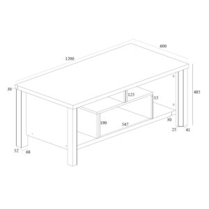 Τραπέζι σαλονιού Tracy pakoworld λευκό-γκρι 120x60x48.5εκ – 049-000095