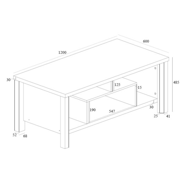 Τραπέζι σαλονιού Tracy pakoworld λευκό-γκρι 120x60x48.5εκ – 049-000095
