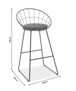 Σκαμπό μπαρ Seth pakoworld μέταλλο μαύρο-μαξιλάρι PVC μαύρο – 058-000022