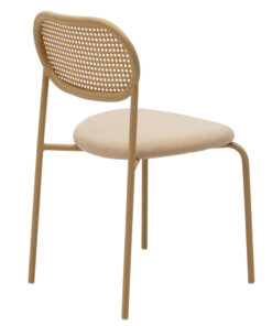 Καρέκλα James pakoworld pe rattan ύφασμα μπεζ-μέταλλο φυσικό – 058-000054