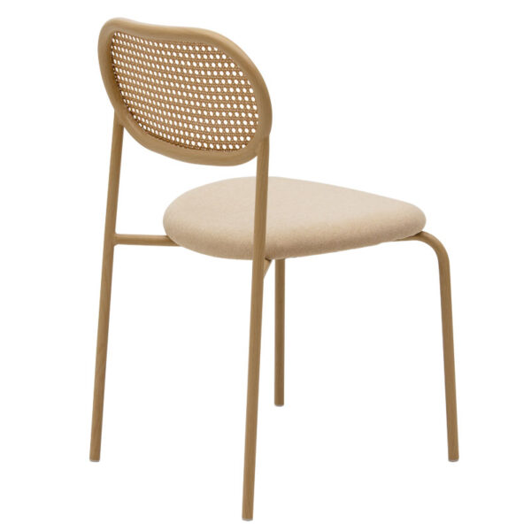 Καρέκλα James pakoworld pe rattan ύφασμα μπεζ-μέταλλο φυσικό – 058-000054