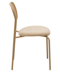 Καρέκλα James pakoworld pe rattan ύφασμα μπεζ-μέταλλο φυσικό – 058-000054