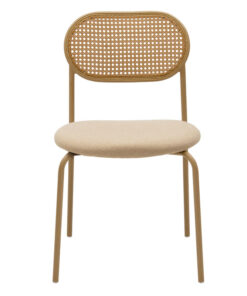 Καρέκλα James pakoworld pe rattan ύφασμα μπεζ-μέταλλο φυσικό – 058-000054